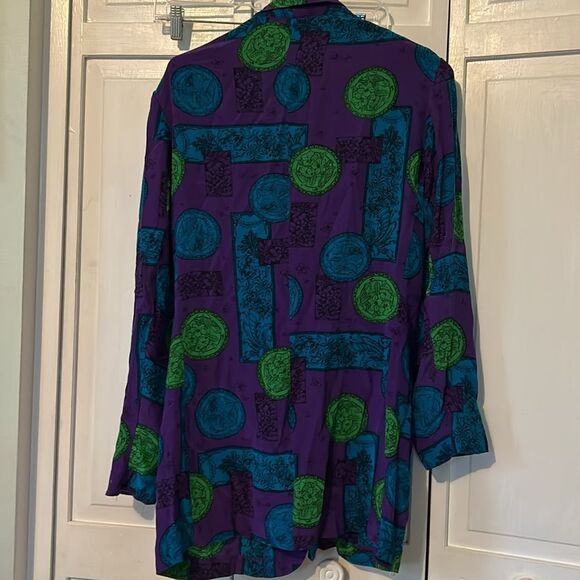 100% Silk Sunny Leigh Vintage Floral print blazer - Size S - Picture 9 of 11